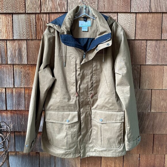 Like New Columbia Tan Horizons Pine Hooded Zip Front Shell in Men's Large - Picture 1 of 13